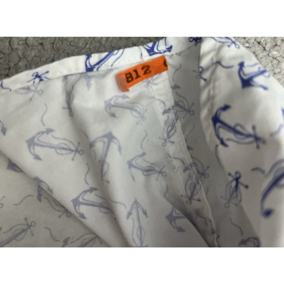 Gitman Bros Button Down Shirt Mens 18.5 35 Nautical Anchor Print Boat Ocean - Picture 8 of 15